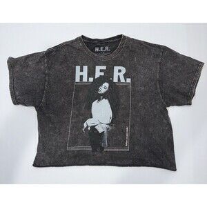 H.E.R Crop Top Faded And Thrashed Size‎ Large 100% Cotton